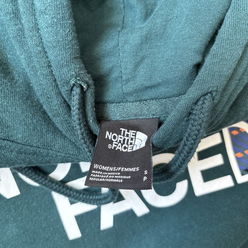 The North Face Hoodie Womens Small Green Logo Graphic Pullover Sweatshirt - Picture 3 of 7